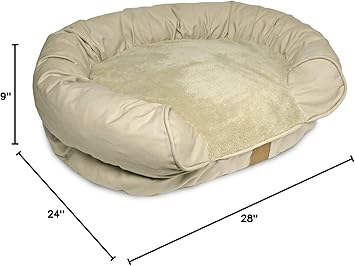 酷牌库|商品详情-Petmate进口代理批发 Petmate AKC Ultra Bolster 宠物床，奶油色，24 英寸 x 28 英寸