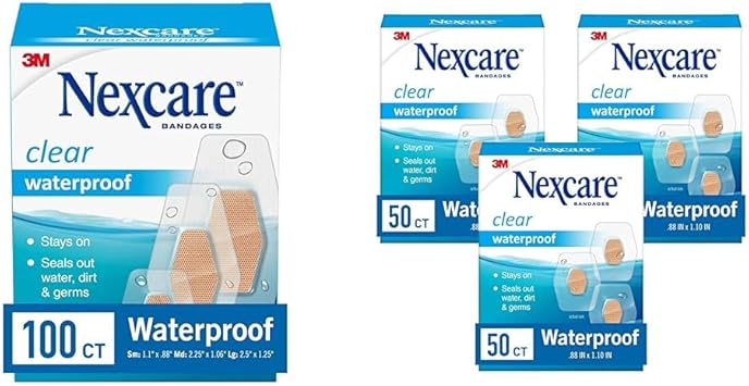 Nexcare进口代理批发 Nexcare 防水绷带，可留在泳池中，保持 12 小时，透明绷带和防水透明绷带，覆盖和保护