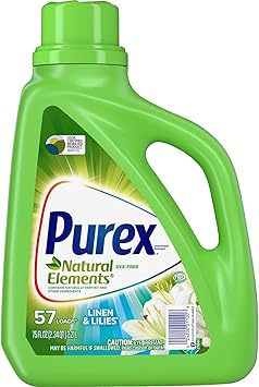 Purex进口代理批发 Purex 液体洗衣粉，天然元素亚麻和百合，75 液量盎司，57 件