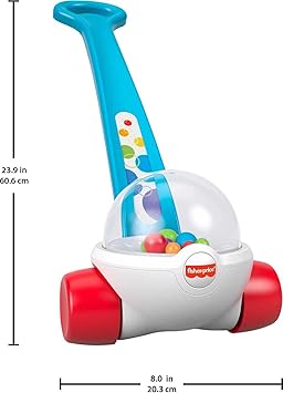 酷牌库|商品详情-Fisher-Price进口代理批发 Fisher-Price 婴儿和幼儿玩具玉米爆米花蓝色推拉式带爆球动作适合 1 岁以上婴儿，2 件式组装