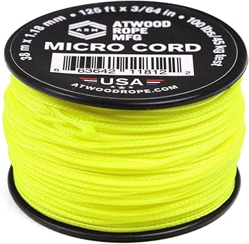 Atwood Rope进口代理批发 Atwood Rope MFG 微型实用线 1.18 毫米 X 125 英尺可重复使用线轴 |战术尼龙/聚酯渔具、珠宝制作、野营配件