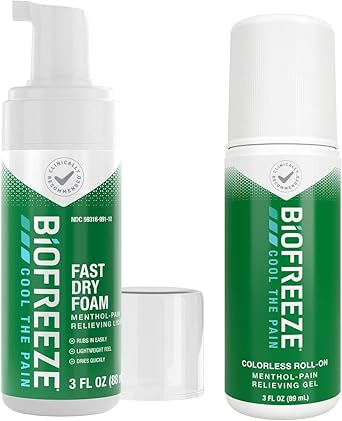 Biofreeze进口代理批发 Biofreeze 薄荷醇止痛泡沫 3 液量盎司 滚珠止痛凝胶 3 液量盎司