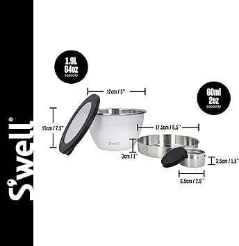 酷牌库|商品详情-S'well进口代理批发 S'well 终身品牌欧洲限量沙拉碗套件，月光石，1.9L - 沙拉午餐盒，带调味品容器和可拆卸托盘 - 防漏且可用洗碗机清洗