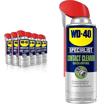 WD-40进口代理批发 WD-40 专业干润滑油，带智能吸管喷雾 2 种方式，10 盎司 [6 件装] 和专业接触清洁喷雾，11 盎司。