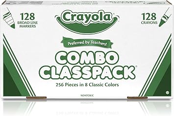 酷牌库|商品详情-Crayola进口代理批发 Crayola 蜡笔和可水洗记号笔套装，256 克拉，适合教师、小学和学前班的散装学校用品