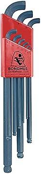 Bondhus进口代理批发 Bondhus 16599 9 件套球头起子短 L 型扳手，尺寸 1.5-10mm