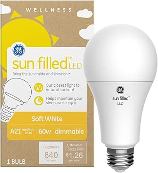 酷牌库|商品详情-GE进口代理批发 GE Sun Filled LED 灯泡，60 瓦，柔和白色，A21（1 件装）