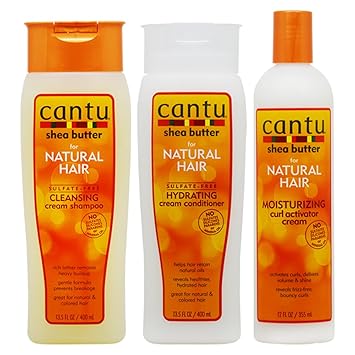 Cantu进口代理批发 Cantu 乳木果油洗发水 + 保湿护发素 + 自然卷发霜“套装”