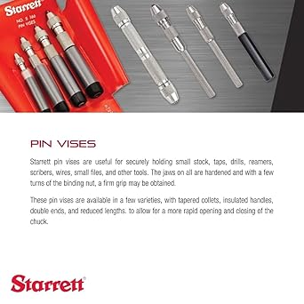 酷牌库|商品详情-Starrett进口代理批发 Starrett 销钉虎钳套件，带绝缘、八角形手柄、较小的主体直径和可实现最大夹紧表面的特殊锥形夹头 - 0-.040" 范围 - 166A