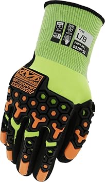 酷牌库|商品详情-Mechanix Wear进口代理批发 Mechanix Wear SpeedKnit M-Pact Hi Viz 工作手套，1 双 - 抗冲击、耐磨、防割、强握力手套、可触摸（绿色，加大号）