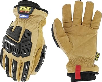 Mechanix Wear进口代理批发 Mechanix Wear：DuraHide 绝缘 M-Pact 皮革螺丝刀 F8-360 - 采用 PrimaLoft Gold 绝缘，全方位 A9 防切割、耐磨、防冲击（XXX 大号，黑色/棕褐色）