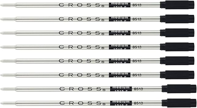 Cross进口代理批发 Cross 圆珠笔笔芯，中号，黑色墨水（8 支装）