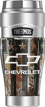 THERMOS进口代理批发 THERMOS 雪佛兰官方旗帜标志不锈钢 KING 不锈钢旅行杯，真空绝缘，双层，16 盎司