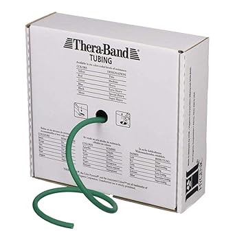 酷牌库|商品详情-Theraband进口代理批发 THERABAND 阻力管，专业乳胶弹性管，上半身和下半身，核心锻炼，物理治疗，下普拉提，在家锻炼和康复，25 英尺，绿色，重型，中级 1