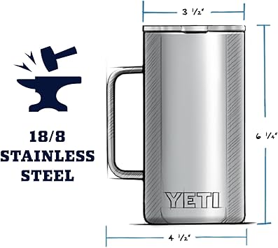 酷牌库|商品详情-YETI进口代理批发 YETI Rambler 24 盎司马克杯，真空隔热，不锈钢，带 MagSlider 盖