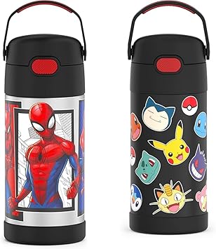 THERMOS进口代理批发 THERMOS 膳魔师蜘蛛侠和 Pokmon 12 盎司儿童保温水瓶带吸管