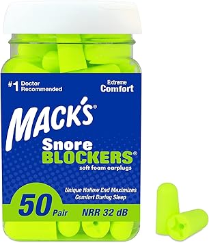 Mack's进口代理批发 Macks Snore Blockers 软泡沫耳塞，50 对 32 dB 高 NRR、37 dB SNR 舒适耳塞，适合睡眠、打鼾、大声噪音和旅行