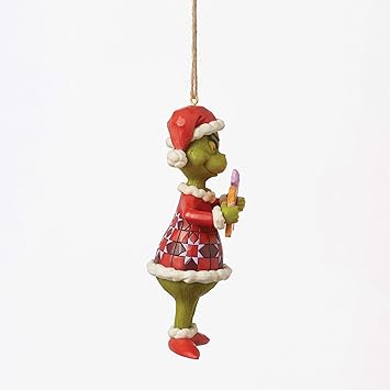 酷牌库|商品详情-Enesco进口代理批发 Enesco Dr. Seuss Grinch by Jim Shore Merry What Sign Santa Grinch 悬挂装饰品，手工制作，手绘收藏圣诞树装饰品家居装饰系列礼物，5 英寸，多色