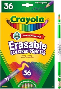 酷牌库|商品详情-Crayola进口代理批发 Crayola 可擦彩色铅笔（36 支），儿童彩色铅笔，适用于涂色书、学校用品、课堂艺术和工艺品，适合 4 岁以上儿童