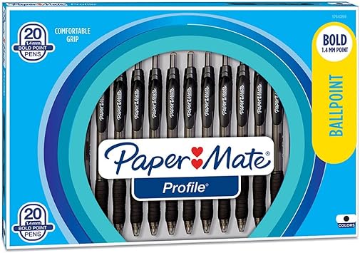 Paper Mate进口代理批发 20 支 PaperMate Profile 1.4B 黑色钢笔