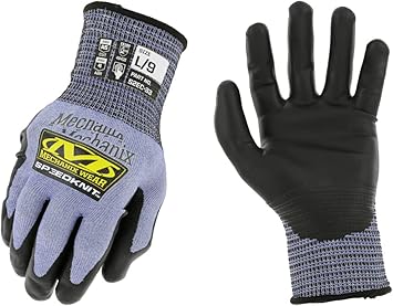 Mechanix Wear进口代理批发 Mechanix Wear：ANSI A5 防割聚氨酯涂层 SpeedKnit 工作手套 - 可触摸，在干燥和潮湿条件下抓握力强（浅蓝色，加大号）