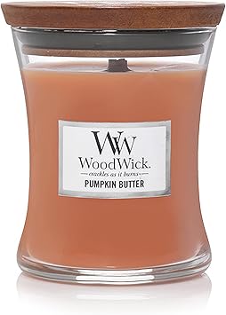 WoodWick进口代理批发 WoodWick 南瓜黄油沙漏蜡烛，9.7 盎司，中号，秋季蜡烛，带裂纹灯芯，可平滑燃烧，香薰大豆蜡混合物