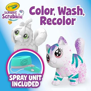 酷牌库|商品详情-Crayola进口代理批发 Crayola Scribble Scrubbie 宠物喷雾精品店，儿童喷枪艺术套装，幼儿动物玩具，适合女孩和男孩，3+