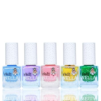 酷牌库|商品详情-Miss Nella进口代理批发 MISS NELLA SPRING IT ON 5 件清漆套装 - Blue Bell - 蓝色、Butterfly Wings - 淡紫色、Cheeky Bunny - 粉色、Honey Twinkles - 黄色、Kiss The Frog - 绿色、Peel Off 儿童指甲油