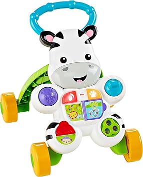 Fisher-Price进口代理批发 Fisher-Price 婴儿学习玩具 Learn Zebra Walker，带音乐灯和精细动作活动，适合 6 个月以上儿童