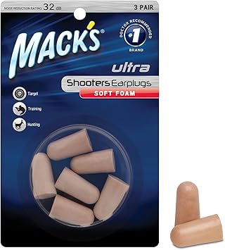 Mack's进口代理批发 Mack's 超软泡沫射击耳塞，3 对 - 32 dB 高 NRR，舒适耳塞，适合狩猎、战术、目标、双向飞碟和飞碟射击