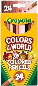 Crayola进口代理批发 Crayola Colors of the World 彩色铅笔套装（24 支）、儿童肤色彩色铅笔、涂色本铅笔、袜子填充物