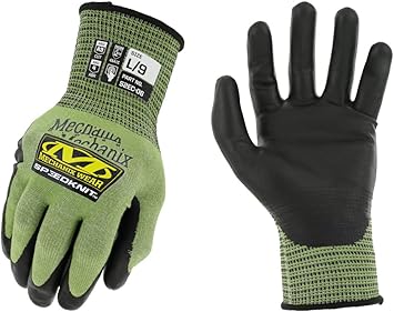 Mechanix Wear进口代理批发 Mechanix Wear：ANSI A3 防割聚氨酯涂层 SpeedKnit 工作手套 - 可触摸，在干湿条件下抓力强劲（绿色，中号）