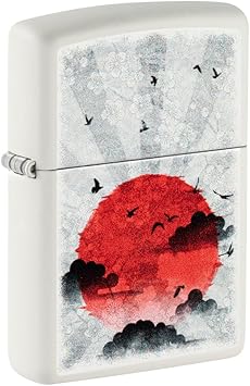 Zippo进口代理批发 Zippo 红月设计白色哑光袖珍打火机