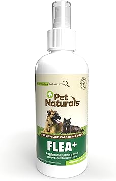 酷牌库|商品详情-Pet Naturals进口代理批发 Pet Naturals 狗和猫用天然油跳蚤和蜱虫预防喷雾，8 盎司 - 可安全用于床上用品和项圈 - 清洁、不粘成分