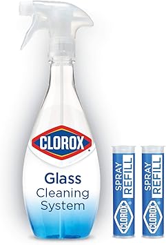 Clorox进口代理批发 Clorox 高乐氏玻璃清洁系统，1 个可重复使用的瓶子 2 个补充装（包装可能有所不同），0.66 液量盎司