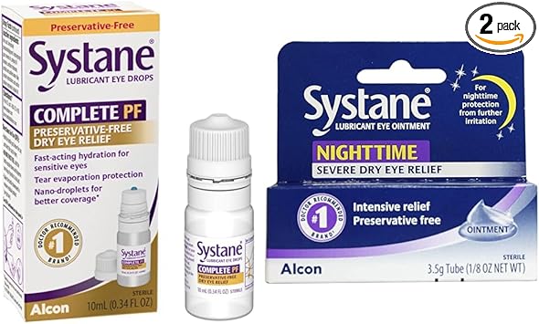 Systane进口代理批发 Systane Complete PF 多剂量不含防腐剂干眼药水 10ml 和夜间润滑剂眼膏 3.5g 管