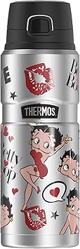 THERMOS进口代理批发 Betty Boop Collage THERMOS STAINLESS KING 不锈钢饮料瓶，真空隔热，双层，24 盎司