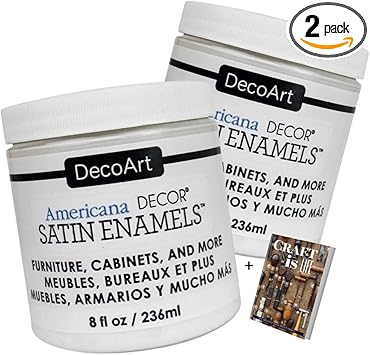 DecoArt进口代理批发 DecoArt Americana 装饰缎面珐琅漆 - 2 包 8 盎司暖白色亚克力，适用于家庭厨房墙壁艺术 - 家具用品、艺术用品用电子书进行修饰 (Decoart-ADSA03-36)