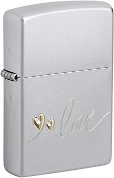 Zippo进口代理批发 Zippo Love Design 缎面镀铬袖珍打火机