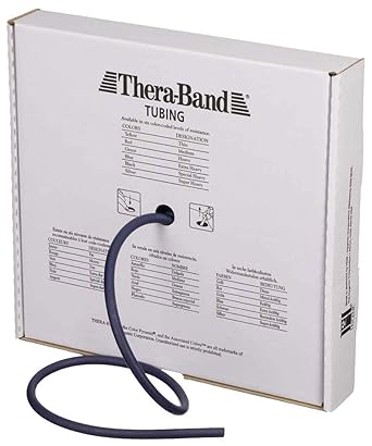 Theraband进口代理批发 THERABAND 阻力管，专业乳胶弹性管，全身，核心锻炼，物理治疗，下普拉提，在家锻炼和康复，100 英尺，蓝色，超重，中级 2