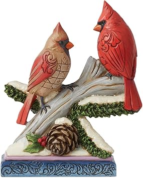 Enesco进口代理批发 Enesco Jim Shore Heartwood Creek Cardinals on Snowy Branch 雕像，6.06 英寸，多色