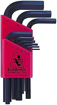 Bondhus进口代理批发 Bondhus 12299 9 件套六角 L 型扳手，短长度，尺寸 1.5-10mm