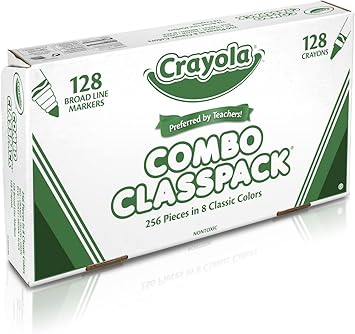 酷牌库|商品详情-Crayola进口代理批发 Crayola 蜡笔和可水洗记号笔套装，256 克拉，适合教师、小学和学前班的散装学校用品