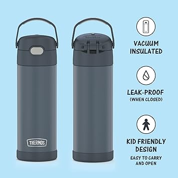 酷牌库|商品详情-THERMOS进口代理批发 THERMOS FUNTAINER 16 盎司不锈钢真空隔热瓶，带宽嘴盖，石板岩