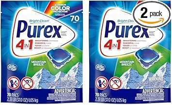 Purex进口代理批发 Purex 4 合 1 洗衣粉包，Mountain Breeze，70 片（2 件装）