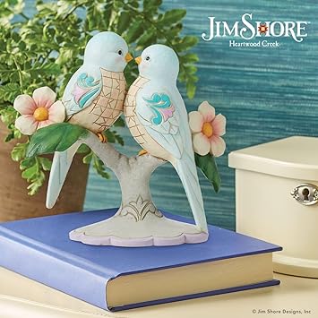 酷牌库|商品详情-Enesco进口代理批发 Enesco Jim Shore Heartwood Creek 花枝上的爱情鸟雕像，6.3 英寸，多色