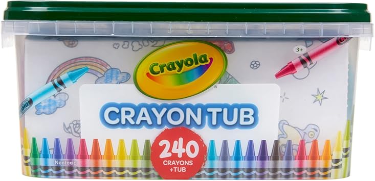 Crayola进口代理批发 Crayola 蜡笔桶（240 克拉），散装蜡笔套装，儿童着色和美术用品，儿童蜡笔，节日礼物，适合 3、4、5 岁 [亚马逊独家]