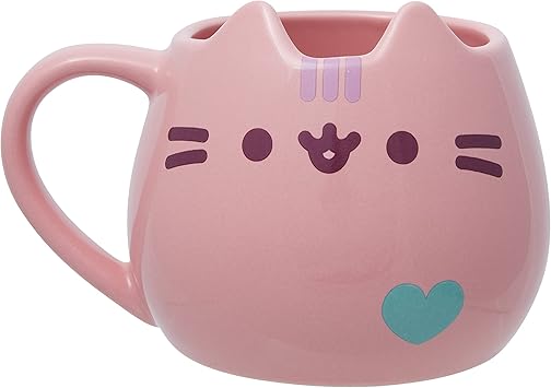 Enesco进口代理批发 Enesco Pusheen 雕刻粉彩马克杯 16 盎司（粉色）