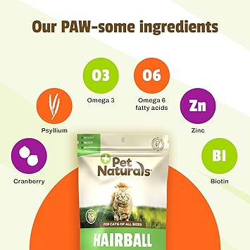 酷牌库|商品详情-Pet Naturals进口代理批发 Pet Naturals 毛球 - 30 粒鸡肉味咀嚼片 - 猫补充剂和维生素，用于控制毛球和消化支持，不含玉米或小麦