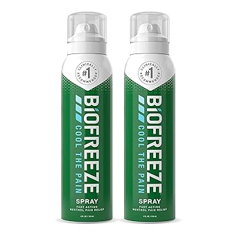 Biofreeze进口代理批发 Biofreeze 止痛喷雾，4 盎司气雾喷雾，2 件装，无色（包装可能有所不同）